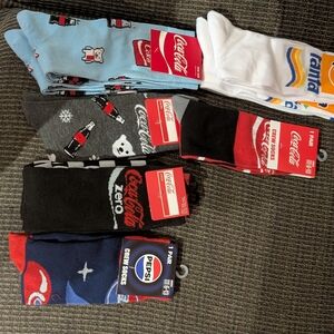 Coca Cola and Pepsi Themed Men's Crew Socks - Red, Black, Blue, White